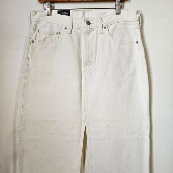 NWT LEVI'S CREAM/WHITE DENIM MAXI SLIT FRONT SKIRT SIZE 30 - Picture 2 of 16